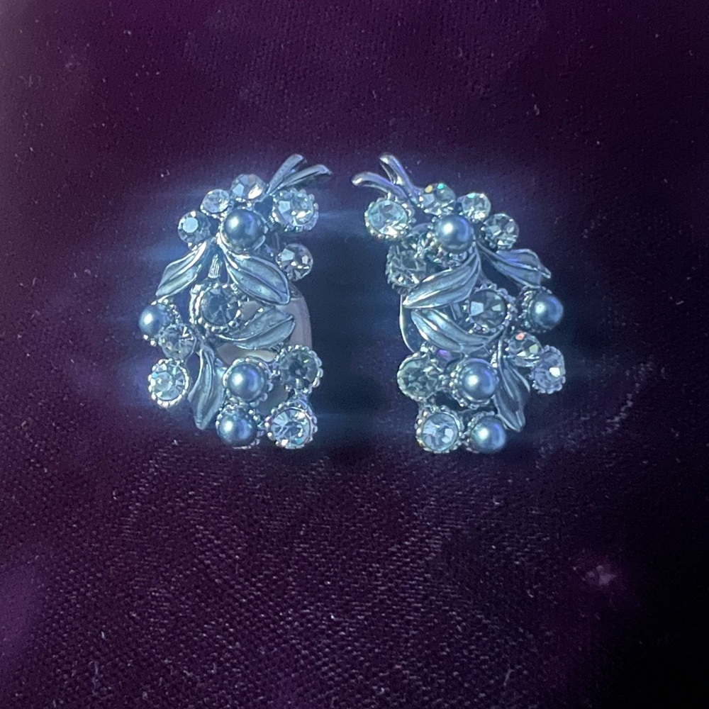Rare and Vintage Oscar De La Renta clip on Rhinestone Earrings